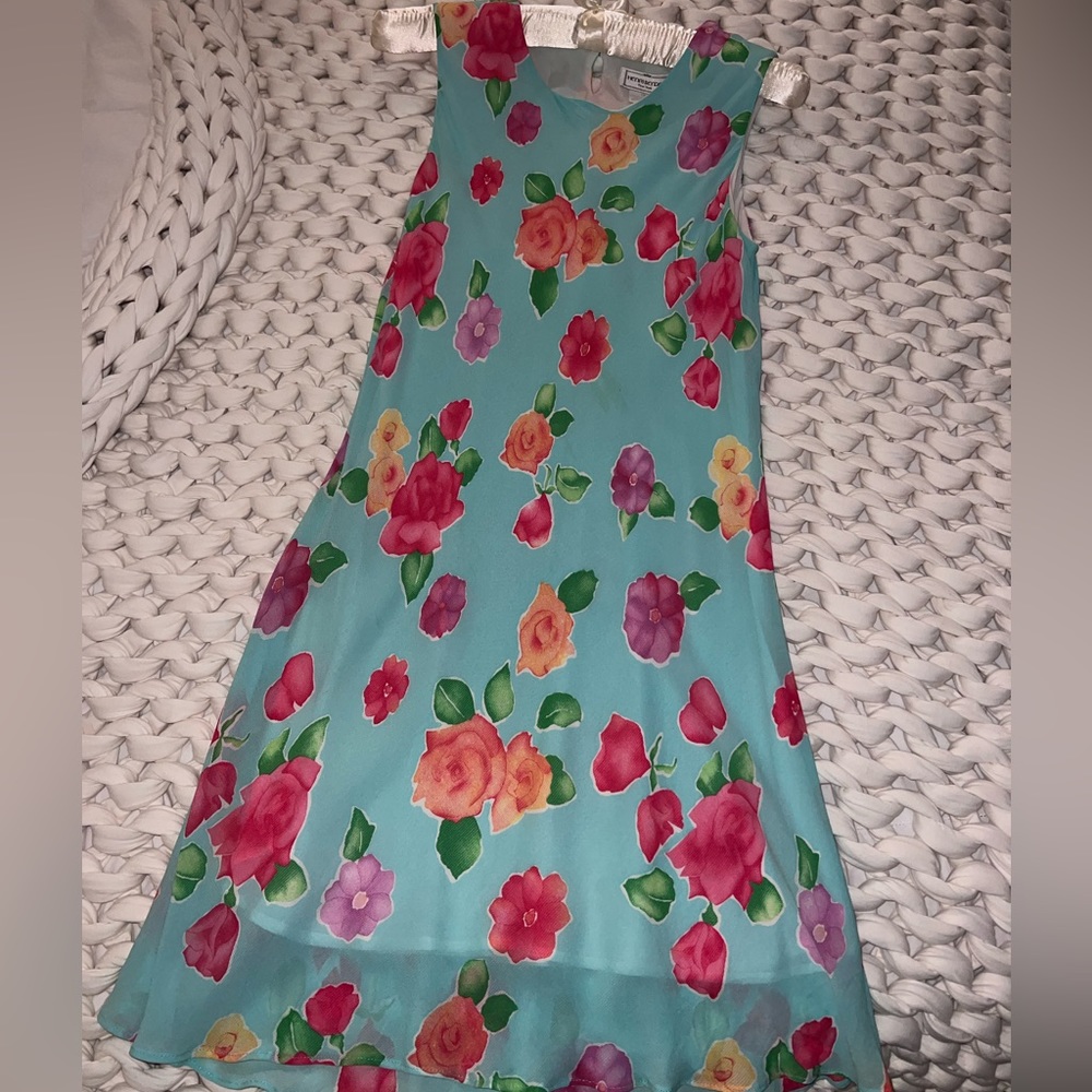 Vintage Henri Bendel blue floral dress size L